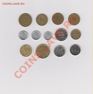 Иностранные монеты.ТУНИС,ЭСТОНИЯ,ЧЕХИЯ,СЛОВАКИЯ,ИЗРАИЛЬ - ТунисЭстония ЧехияСловакияИзраиль 001