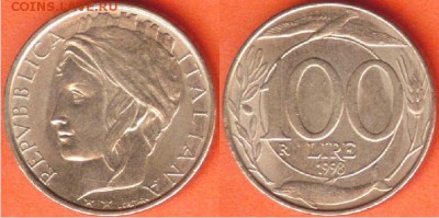 Италия 100 лир 1998 г,  до 21.00 мск 12.11.2016 - Италия 100 лир 1998