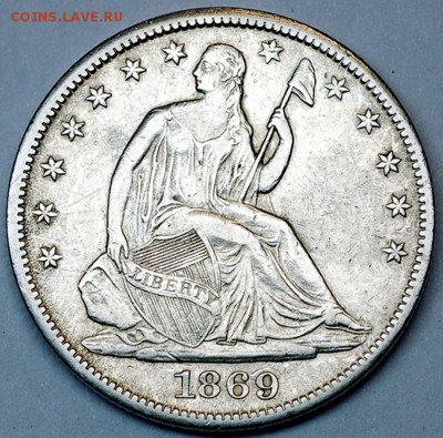 США_полдоллара (50 центов) 1869. Серебро; до 09.11_22.42мск - 12737