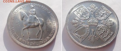 Кроны Британии, острова Мэн, Гибралтара и некоторые другие - Британия 5 шиллингов 1953 обе