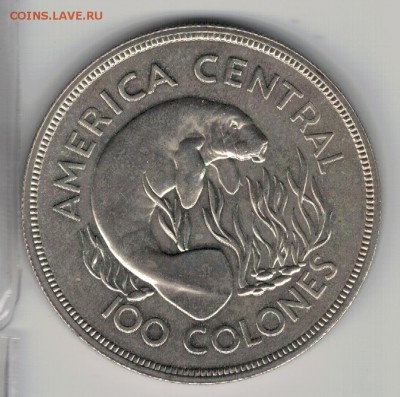 Ag Коста-Рика 100 колонов 1974 Ламантин 28.11 в 22.00 (Д80) - 5-кос1
