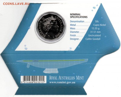 монета в оригинальной упаковке - 50 центов Австралия 2
