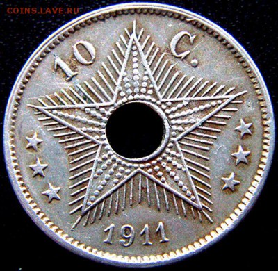 Бельгийское Конго_10 сантимов 1911; до 28.11_22.19мск - 9167