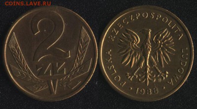 Польша 2 злотых 1988 до 22:00мск 23.12.16 - Польша 2 злотых 1988