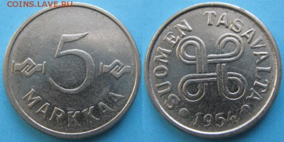 Финляндия 5 марок 1954: до 06-01-17 в 22:00 - Финляндия 5 марок 1954    5188