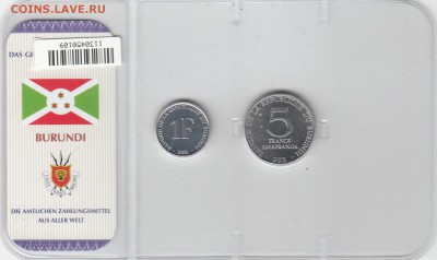 Набор Бурунди. 2 монеты. В пластике. До 1.02 22-00 - БУРУНДИ - А (480)