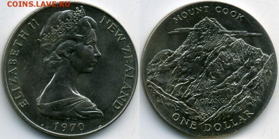 Новая Зеландия 1$ доллар 1970 Гора Кука Крона Шайба - 4b0cd064c942e