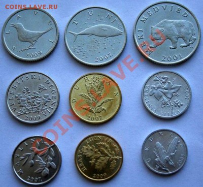 Наборы иностранных монет. Состояние UNC. - хорватия 1