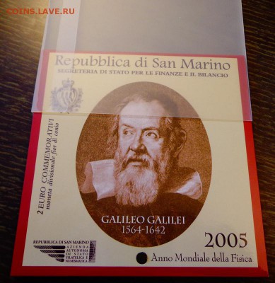 САН-МАРИНО - 2 евро ГАЛИЛЕЙ буклет до 5.03, 22.00 - Сан-Марино 2 евро Галилей буклет