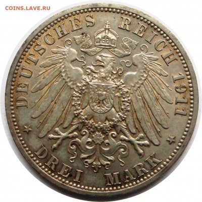 Шаумбург Липпе, 3 марки, 1911, Германия, редкая до 25.03 - lot-243801-2