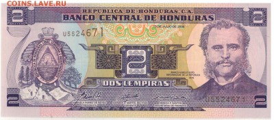 Гондурас 2 лемпира 2012 до 05.04.2017 в 22.00мск (В476) - 1-1гон2а