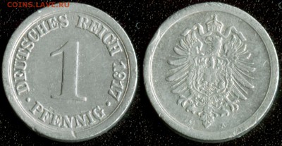 35 монет Германии 1875-2015 до 22:00мск 05.04.17 - Германия 1 пфенниг 1917