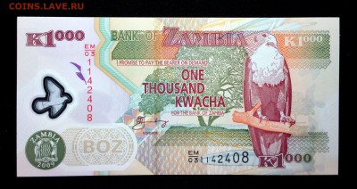 Замбия 1000 квача 2009 (пластик) unc до 13.04.17. 22:00 мск - 2