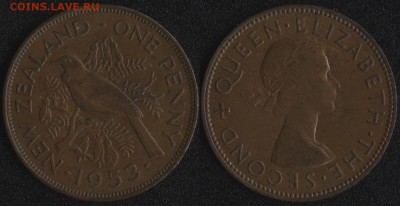 Новая Зеландия 1 пенни 1953 до 22:00мск 14.04.17 - Новая Зеландия 1 пенни 1953