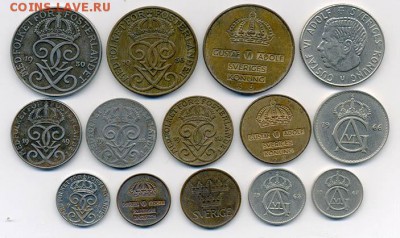Подборка монет Швеции 14 шт. - Швеция_подборка-14шт_а