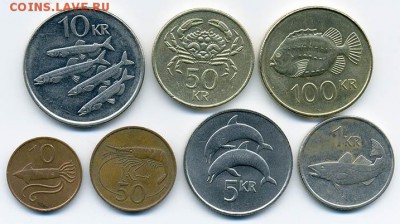 Подборка монет Исландии 7 шт. - Исландия_подборка-7шт_р