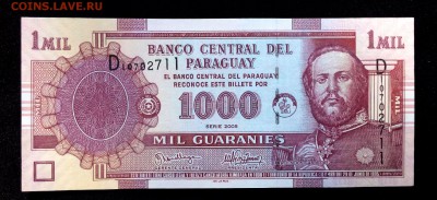 Парагвай 1000 гуарани 2005 unc до 06.05.17. 22:00 мск - 2