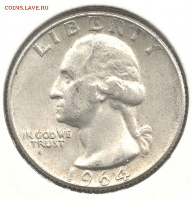 США. 25 центов (квотер) 1964 D. С 200. До 24.05 - 48