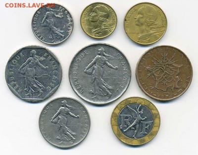 Подборка монет Франции 8 шт. - подборка_Франция-8шт_а