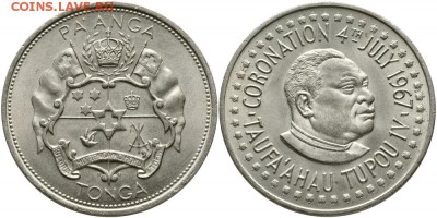 Крона Шайба Тонга 1 паанга 1967 Коронация - 3492-2522_b