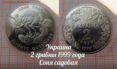 Украина 2 гривны 1999 Соня садовая [Флора и Фауна], Состоян. - аук