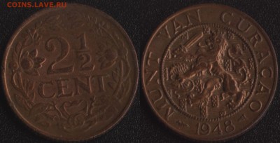~ 100 монет до 1950 года по ФИКСированной цене - Голл.Кюрасао 2.5 цента 1948 =125
