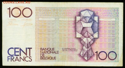 Бельгия. 100 франков б. д. До 30.06.17 в 21:30. - 100-III