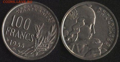 Франция 100 франков 1955 до 22:00мск 08.07.17 - Франция 100 франков 1955