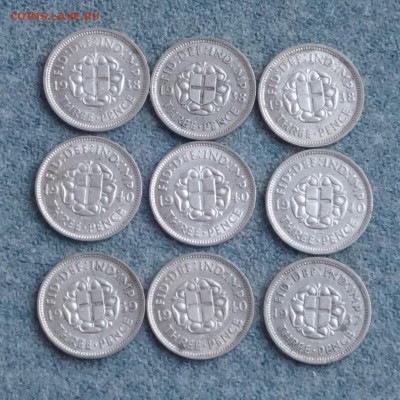 9 монет по 3 пенса 1937-40 Великобритания 8.07.17 в 22:00 - uk2