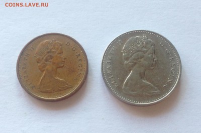 1 цент 1967г., 5 центов 1973г. Канада , до 27.07.17г. - канада-1