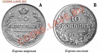 10 копеек 1819 пс - 10 копеек 1819-21 - КОРОНЫ