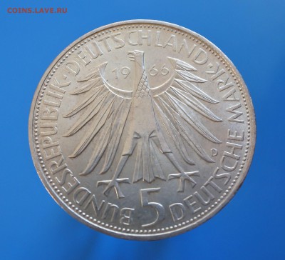С 1 рубля ФРГ 5 марок 1966г Лейбниц до 3.09. 22-00 мск - 4
