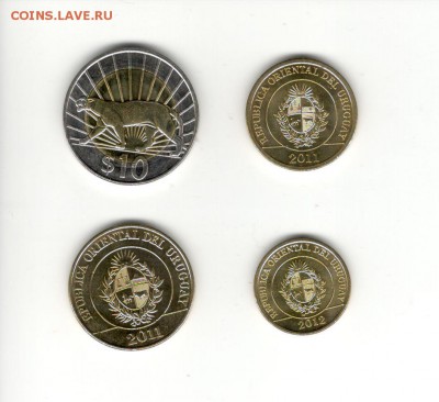 Набор Уругвая, 4 монеты (10, 5, 2, 1 $). Фикс! - Уругвай ,2