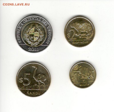 Набор Уругвая, 4 монеты (10, 5, 2, 1 $). Фикс! - Уругвай ,1