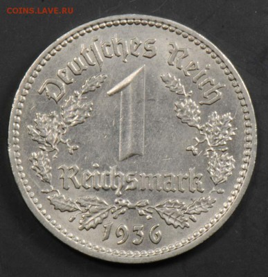 III рейх, 1 рейхсмарка 1936 А. С 500. До 10.09 - 035