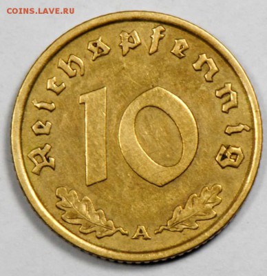 III рейх, 10 рейхспфеннигов 1938 А, отличная.С 100. До 10.09 - 079