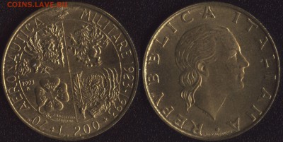 Италия 9 монет до 22:00мск 15.09.17 - Италия 200 лир 1993 Военная авиация =65