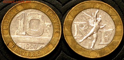 Франция 10 франков 1990 биметалл - Франция 10 франков 1990 биметалл