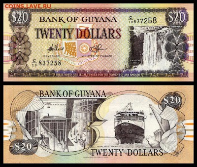 Гайяна 20 долларов 2009 г. UNC. до 27.09.17г. в 22:00 мск - 5162154