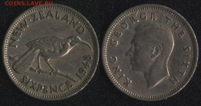 монеты Англии и Британских колоний по ФИКСу - Новая Зеландия 6 пенсов 1948