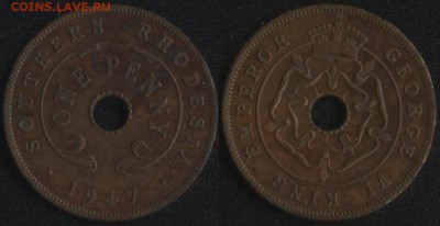 монеты Англии и Британских колоний по ФИКСу - Южная Родезия 1 пенни 1947