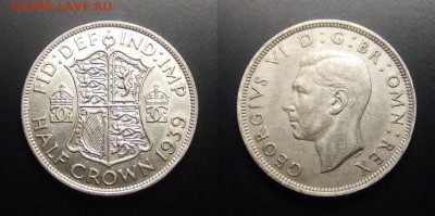 МОНЕТЫ МИРА 10-17 - Великобритания – 0,5 кроны (1939) «Георг VI» (Ag)