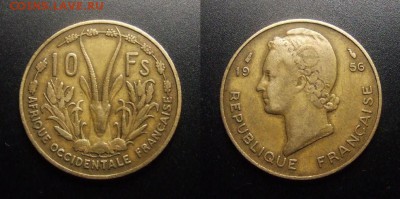 МОНЕТЫ МИРА 10-17 - Франц. Западная Африка –10 франков (1956) «Газель» №1
