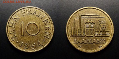 МОНЕТЫ МИРА 10-17 - Саар (Саарланд) – 10 франков (1954) №1