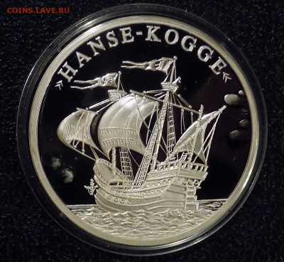 Лот № 2 Германия Корабль Серебро 999 PROOF 40 мм сертификат - Hanse Kogge .JPG