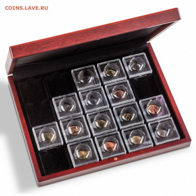 капсулы Magnicaps  с увеличительным стеклом - presentation-case-volterra-uno-for-20-magnicaps-coin-capsules-mahogany