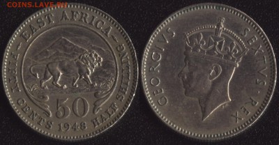 монеты БРИТАНСКОЙ АФРИКИ по ФИКСу - БВА 50 центов 1948