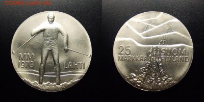 МОНЕТЫ МИРА 10-17 - Финляндия – 25 марок (1978) «Чемпионат Мира по лыжным видам спорта в Лахти» (Ag)