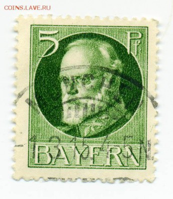 Бавария 1915 стандарт - почта-марка_Бавария-1915_гаш