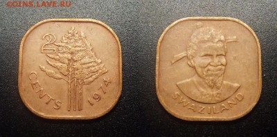 МОНЕТЫ МИРА 12-17 - Свазиленд – 2 цента (1974) «Деревья»